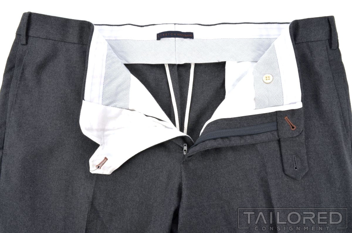 ZANELLA Current Parker Solid Gray Wool Flat Front… - image 3