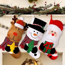 3 PCS 18" Christmas Stocking, Large Xmas Stockings Santa, Snowman,...