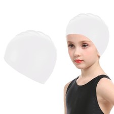 Kids Swim Caps Waterproof Swimming Cap Boys Girls Bathing Caps Age 3-8 Long a...