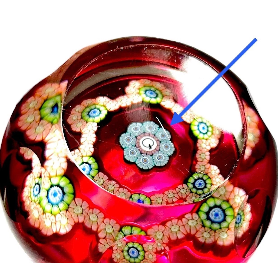 Perthshire Paperweight 1985 PP32 Q Ltd Ed Miniature Millefiore Faceted Ruby Red - Image 4 of 4