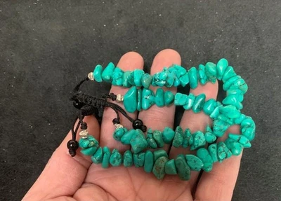 2 deep green stabilized Turquoise nugget bracelets/$0.85 combine s/h f(z205b-w2) - Image 1 of 2