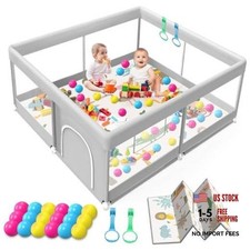 Baby Playpen with Mat - Waterproof 50x50 Inch - Dark Grey Mat