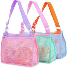 Beach Toy Mesh Beach Bag Kids Shell Collecting Bag Beach Sand Toy Seashell Bags