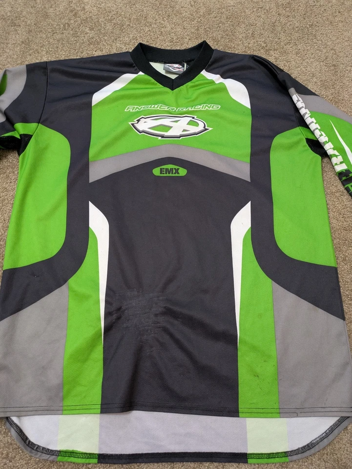 Camiseta Answer Racing para hombre grande verde manga larga acolchada  Foto 2 de 4