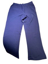 Land's End Women s Pull On Pants Size 14-16 Navy Blue Jersey Stretch 32"Wx30.5In