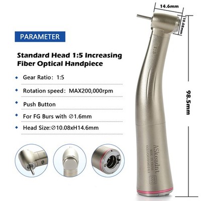 Dental Winkelstück Handstück mit Licht 1:5 Rot Contra Angle Handpiece NSK Style