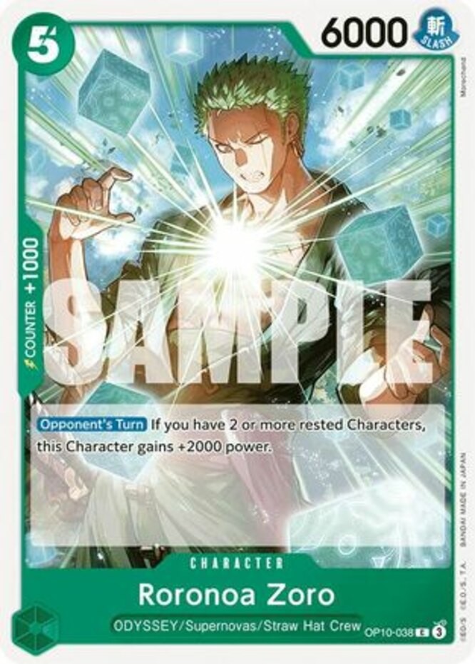 NM-Mint, English One Piece Roronoa Zoro - OP10-038 - C Royal Blood (OP10) One Pi