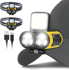 LED Hat Light, 900Lm, 2 Pcs Dimmable Clip on Cap Lights, Headlamp Rechargeable,