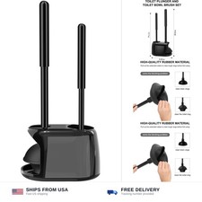 SetSail Toilet Brush and Plunger Set, Semi-Hidden Toilet Plungers Heavy Duty ...