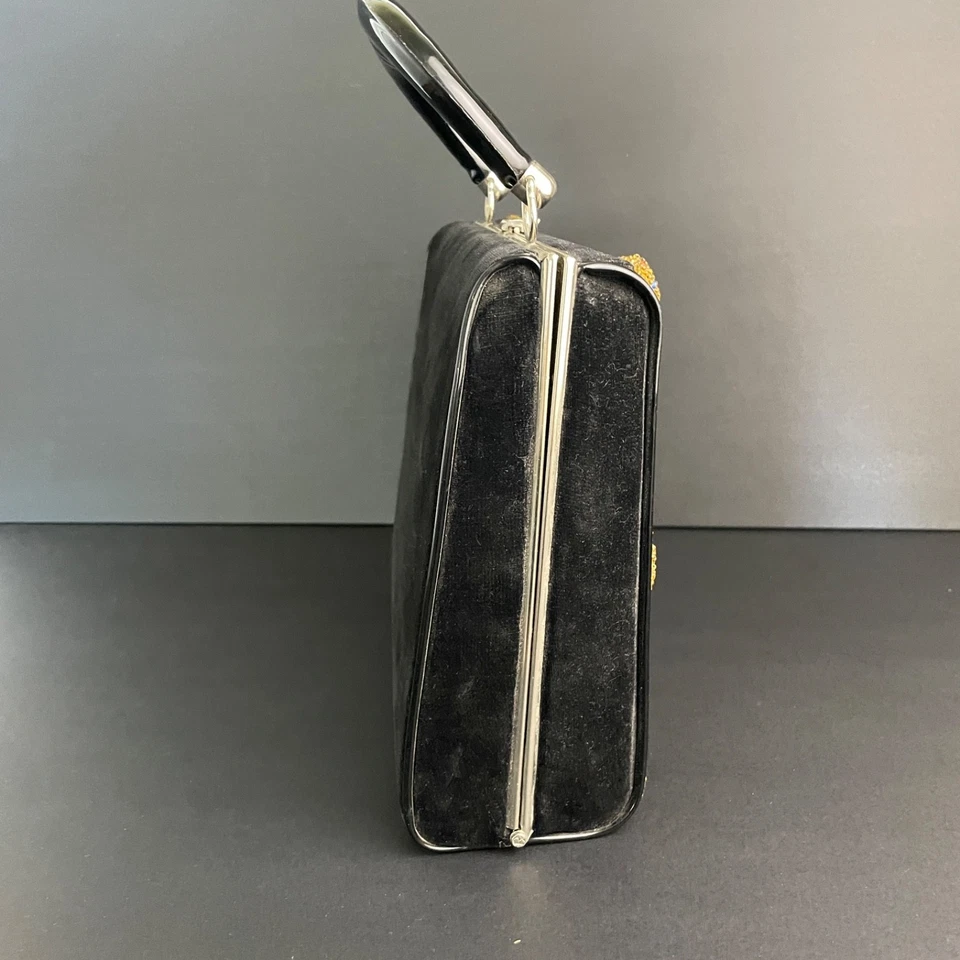 Bolso de Noche Caja Terciopelo Cuentas Intage Floral Lana Bordado Estrás 9.5x7.5 Foto 4 de 4