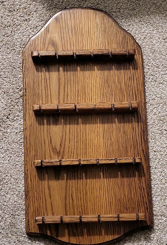 Wooden Collectible Spoon Display Rack Holder, 20x10 Inch, Brown, 24 slots