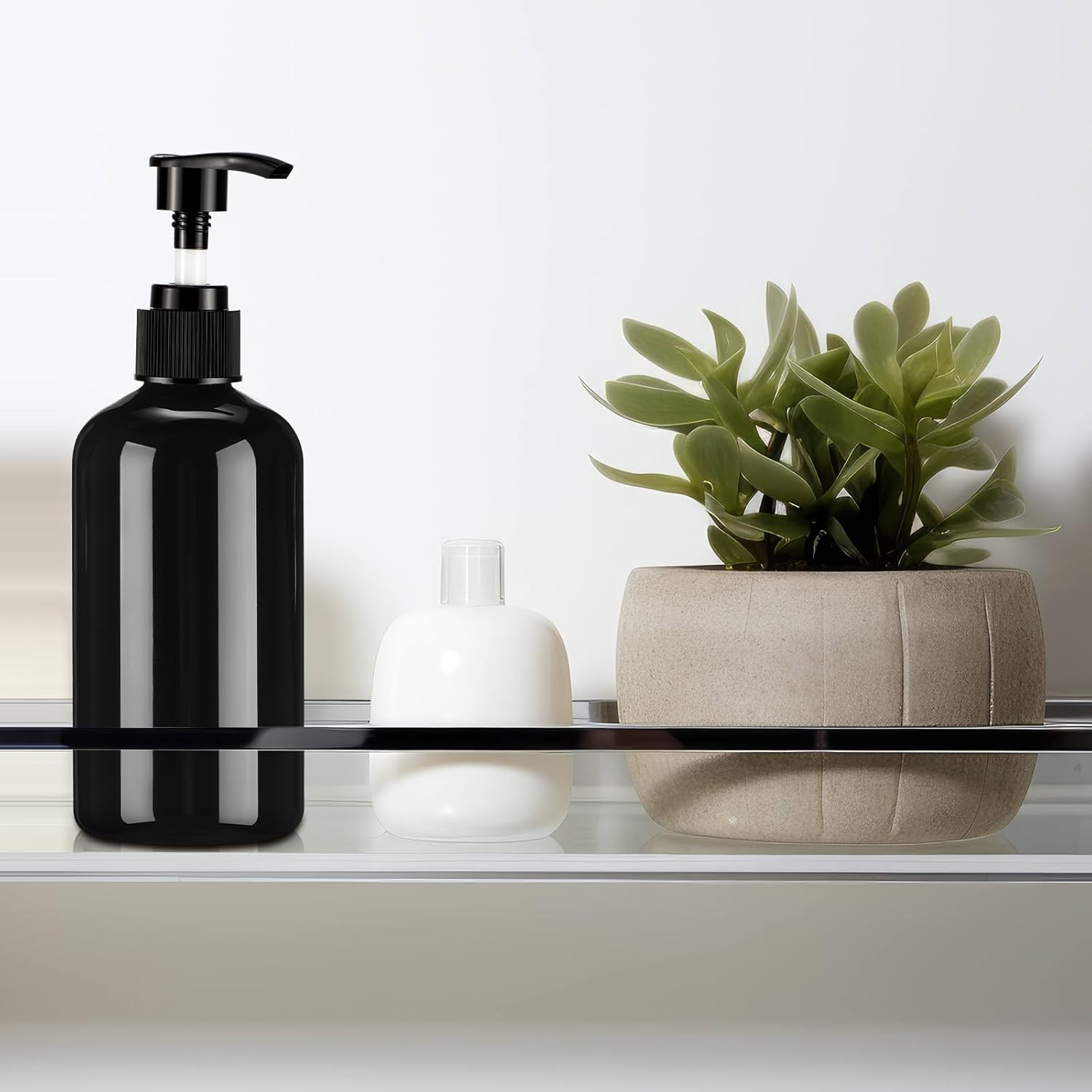48 Pack 8Oz Refillable Pump Bottles with Black Dispenser for Liquids