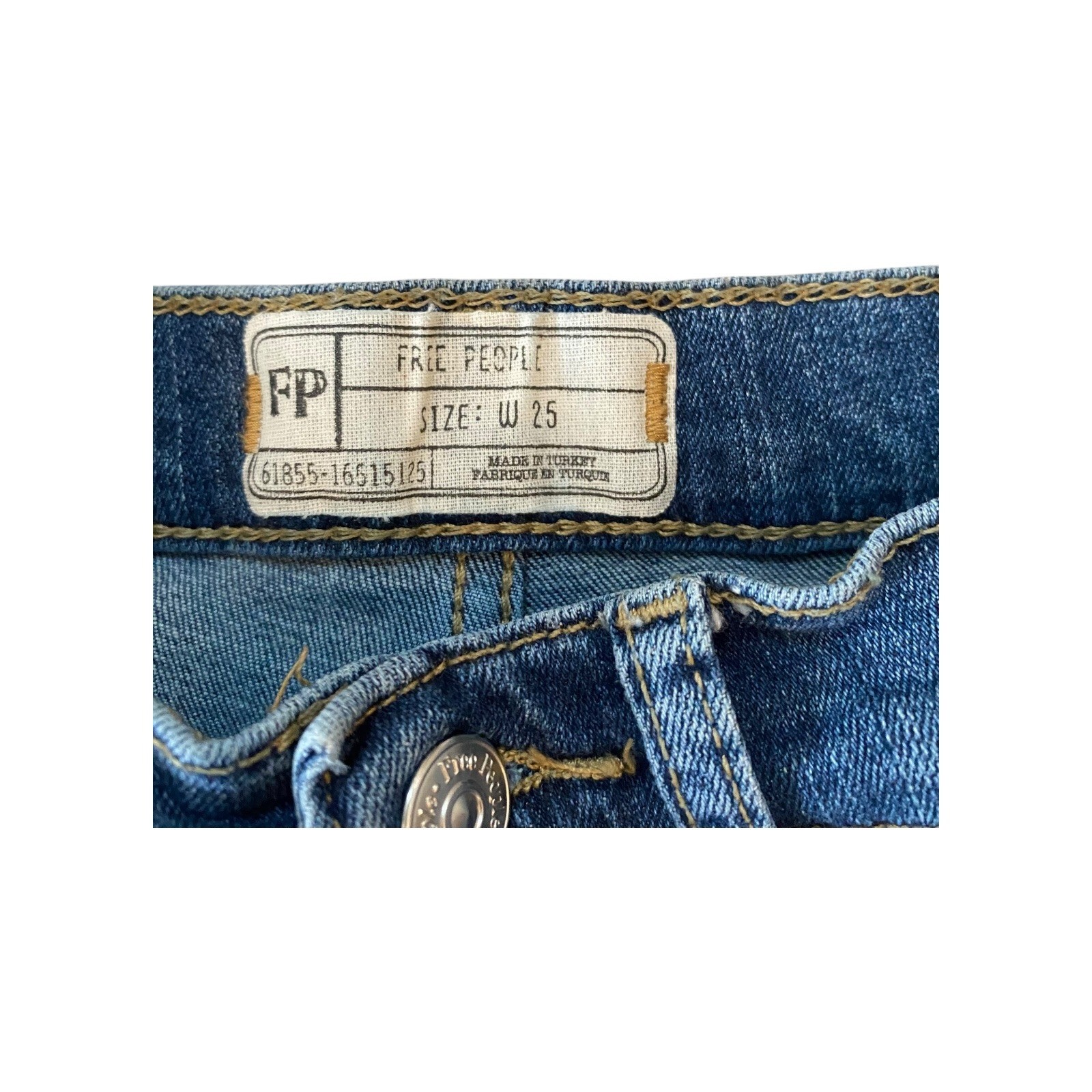 Free People Women's Distressed High Rise Skinny Jeans Size 25 Dark Wash Denim image 3