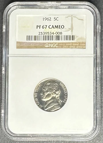 1962 Proof Jefferson Nickel NGC PF-67 Cameo, Buy 3 Items, Get $5 Off!!