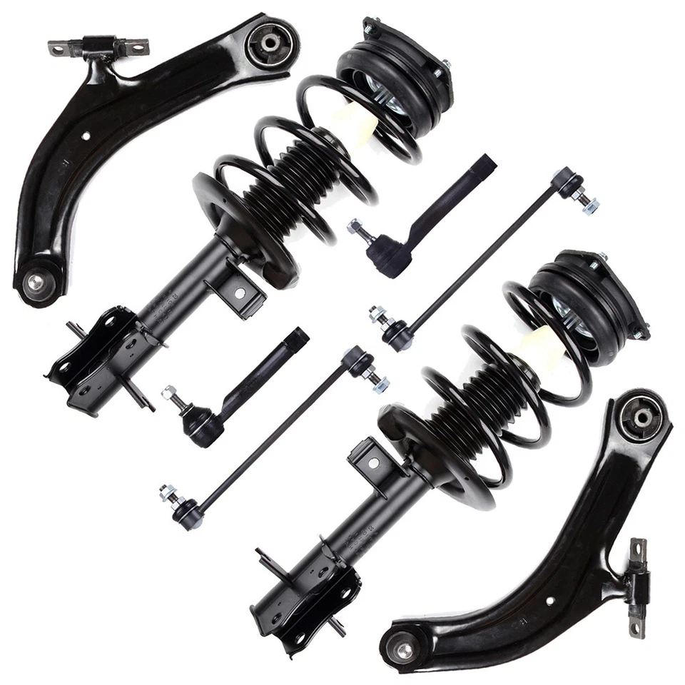 8 Pieces For 2007-2012 Nissan Sentra Front Complete Struts Control Arms Tie Rods - Image 4 of 4