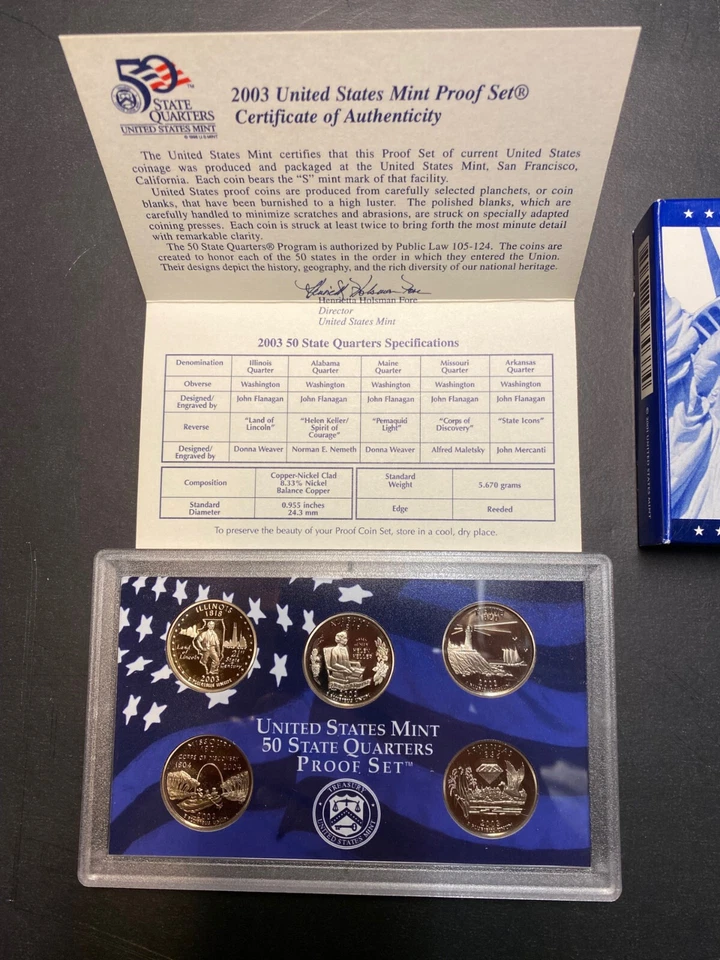 2003 - S -  6 Sets US Mint 10 Coin Proof Sets (IL, AL, ME, MO, AR) - Image 4 of 4