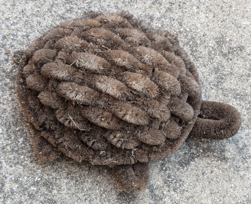Turtle Shaped Boot / Mud Scraper Brown Natural Coil Fiber Metal Wire