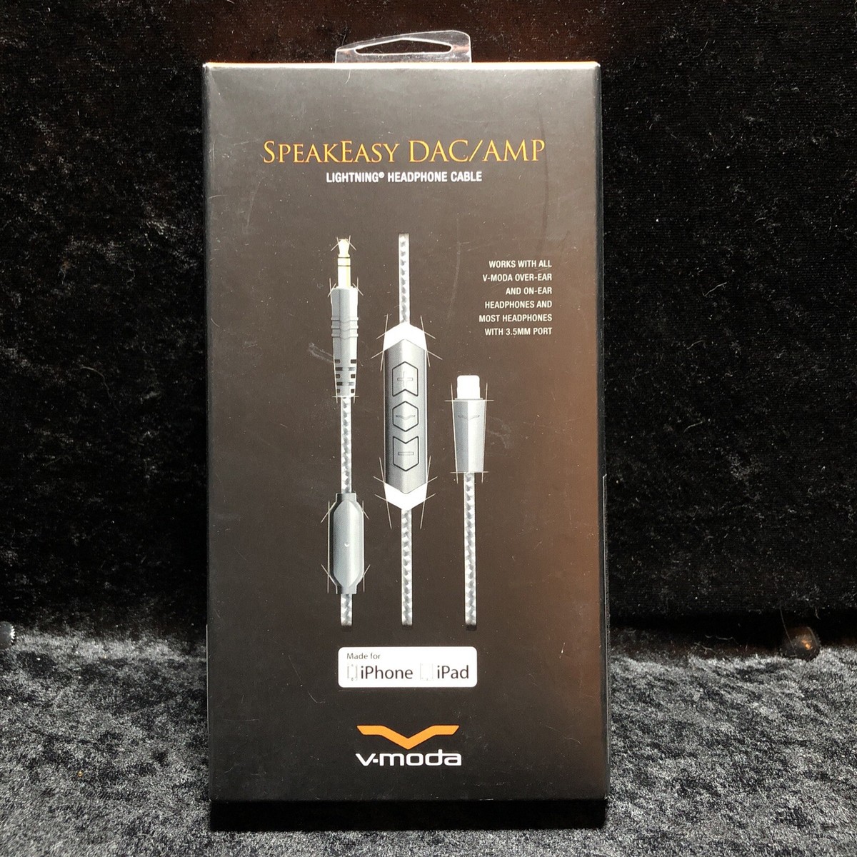 V-MODA Speakeasy DAC/AMP 3-Button Lightning Headphone Cable Grey