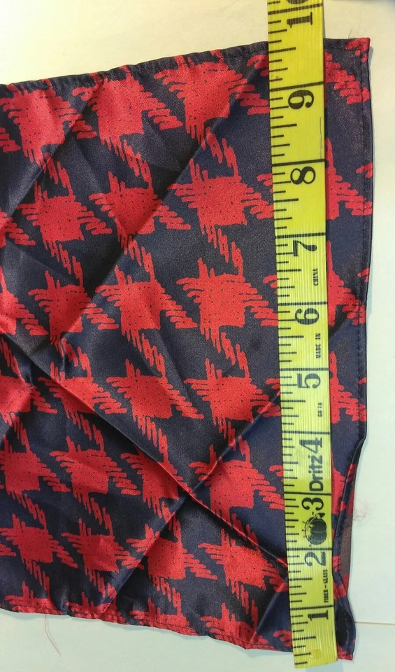 Pañuelo Hankie Pata de Gallo Rojo Años 80 Azul Real DEADSTOCK PROM Foto 3 de 4