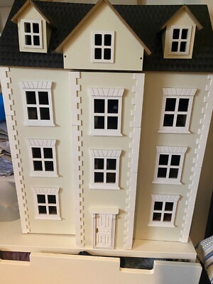 DOLLS HOUSE Georgian Style Blue Three Storey Furniture