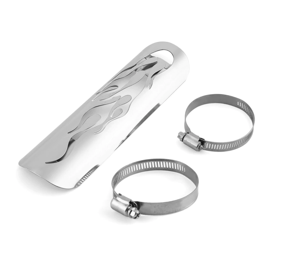 Motorcycle Exhaust Heat Shield & Heel Guard For Harley-Davidson - High-Quality Steel, Includes Clamps
