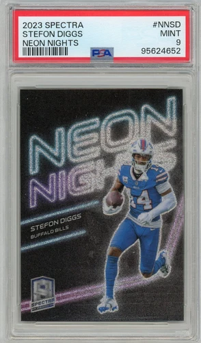 2023 Panini Spectra Neon Nights Stefon Diggs SSP CASE HIT Buffalo Bills PSA-9