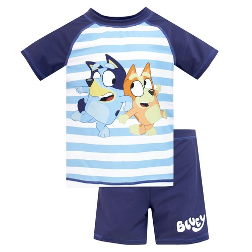 Boys Bluey Swim Set Kids Rash Vest and Shorts Set Bluey Swimming