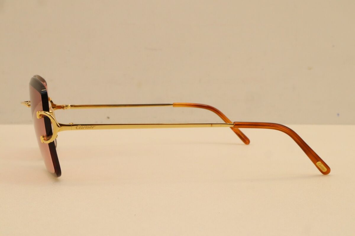 CARTIER C-Design 57-18-140 MM Rimless Pink Lens Sunglasses CARTIER C-Design 57-18-140 MM Rimless Pink Lens Sunglasses