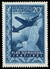 ARGENTINA C60 - National Five-year Plan "Douglas DC-6 and Condor" (pb71116)