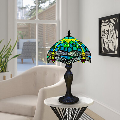 Libelle einzigartige Tiffany Tischlampe Aolly Sockel E27 Beleuchtung 10'' Schirm UK Stecker