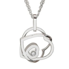 Chopard Happy Diamond double heart necklace 18k white gold, diamond (103525)