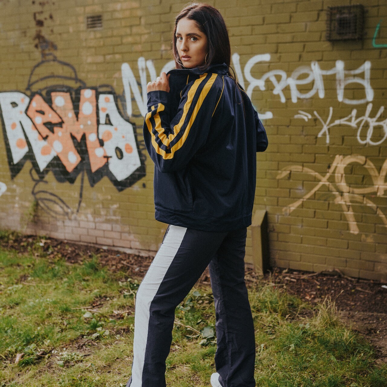 Calvin Klein Navy Blue Track Pants with White Side Panel & Elasticated Waist image 3