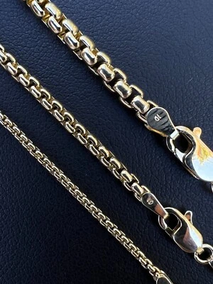 Real Solid 14k Yellow Gold Rounded Box Rolo Chain 1.5mm-3.5mm 16-24"  Necklace - Image 1 of 4