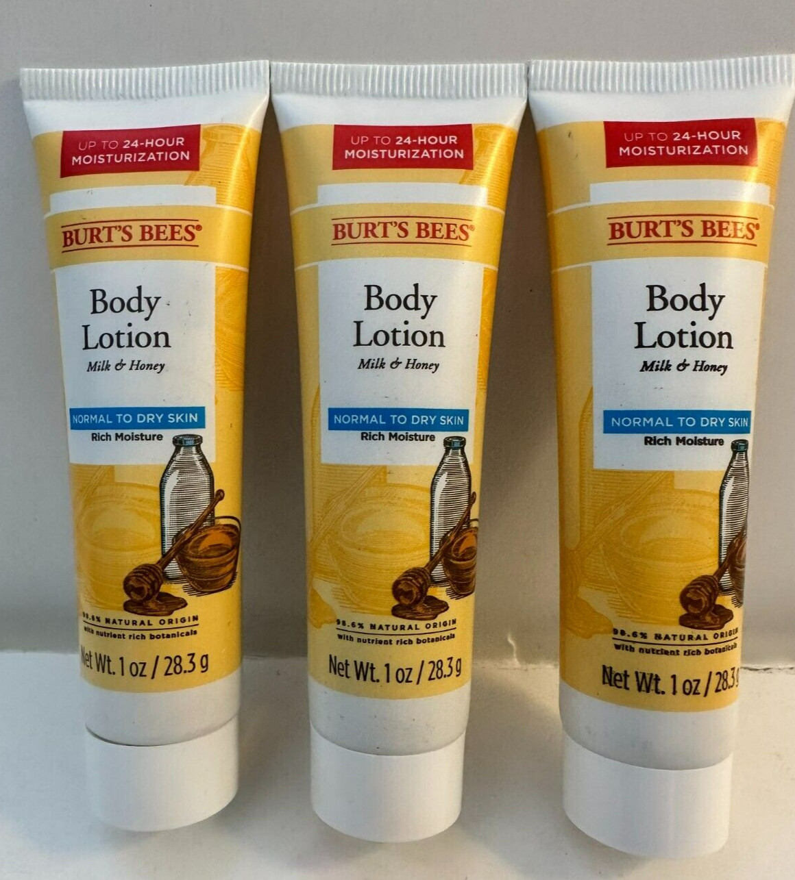 BURT'S BEES BODY LOTION 1 OZ - MILK & HONEY     **LOT OF 3**