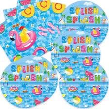 40Pcs Pool Party Plates and Napkins Sets for 20 Guests Summer Pool Party or B...