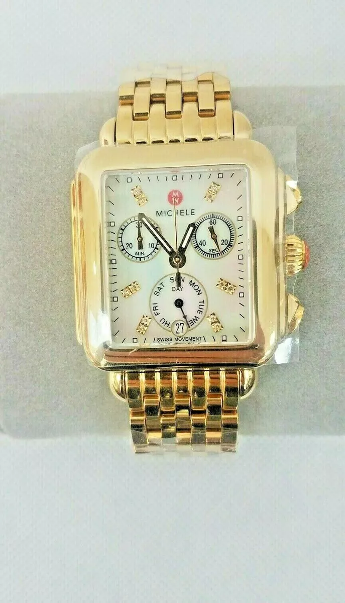 Michele Deco Day Diamond Gold tone Ladies Watch MWW06P000016