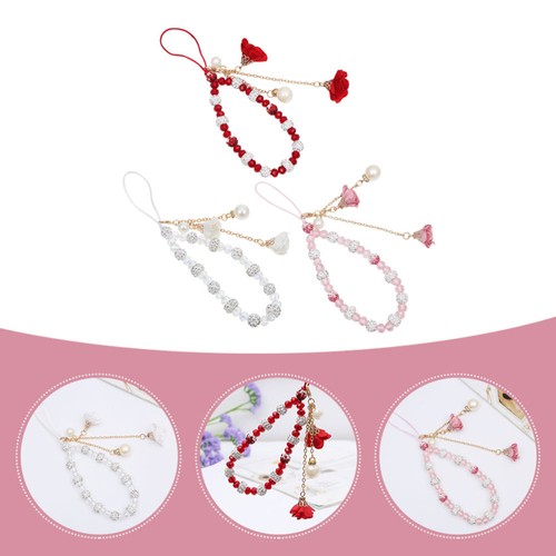 3 Pcs Flower Bracelet Cellphone Hanging Ropes Lanyard with Pendants - 第 9/12 張圖片