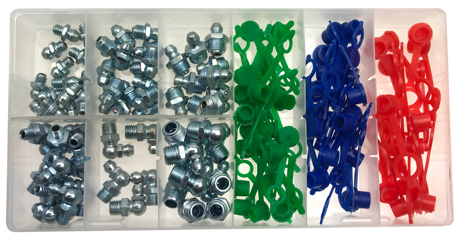Alkan Schmiernippel-Sortiment 170-tlg - M6, M8, M10 Mit Schutzkappen