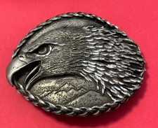 Eagle EGE Impressive 1993 Made In USA 3.5” Wide Pewter Belt Buckle