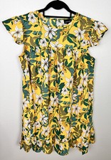 Who What Wear Dress, Size Medium Yellow Floral Ruffles, Knee Length NWOT