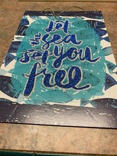 Let the sea set you free Beach Summer Wall Plaque D cor Glitter Sign