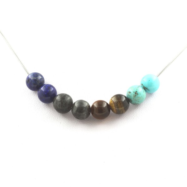 Halskette Perlen Labradorit+Tigerauge+TüRkis+Lapislazuli Kette In-image