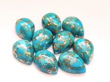  WHOLESALE NATURAL BLUE COPPER TURQUOISE CABOCHON PEAR SHAPE LOOSE GEMSTONE