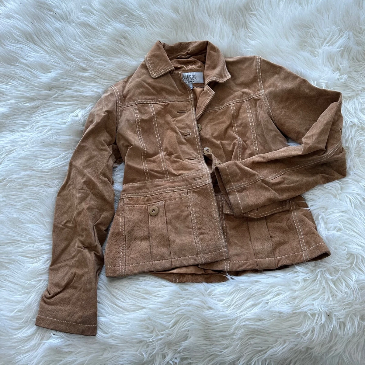 Wilsons Leather Maxima Women s light Brown Suede Leather Jacket Size small S
