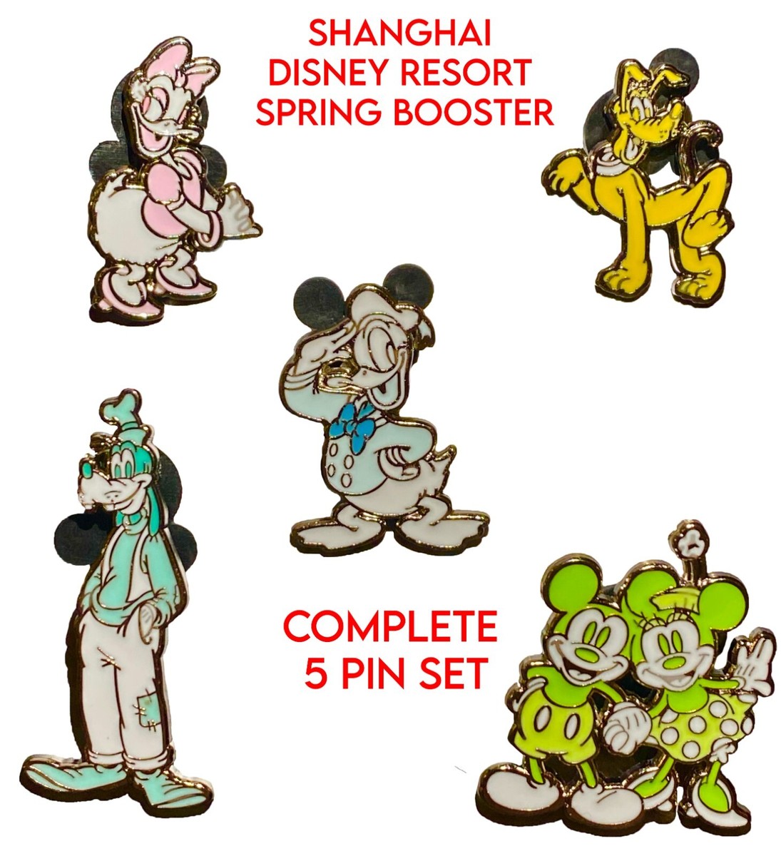 上海ディズニー 5周年 ピンセット Shanghai Disney Resort Spring Booster Pack COMPLETE 5 SET
