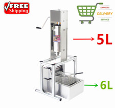 ✅Máquina de Churros Manual Comercial 5L, Fabricante de Churros de Donuts Español con Freír 6L
