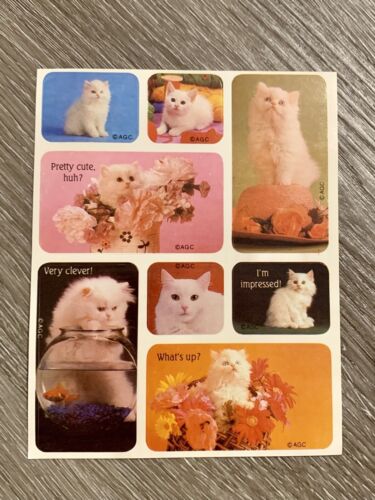 Vintage AGC American Greetings Cats Kittens Stickers Full Sheet 8-Stickers - Picture 2 of 11