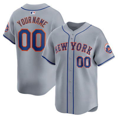 Personalized Gray Team Mets Away Jersey Shirt Baseball Team S-5XL
