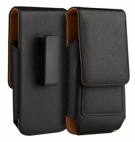 For Motorola Moto G Power - Black Leather Vertical Holster Pouch Belt Clip Case - Image 2 of 4