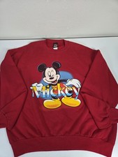 Vintage Mickey Mouse Crewneck Sweatshirt sz XL Disney Made in USA Red 90s